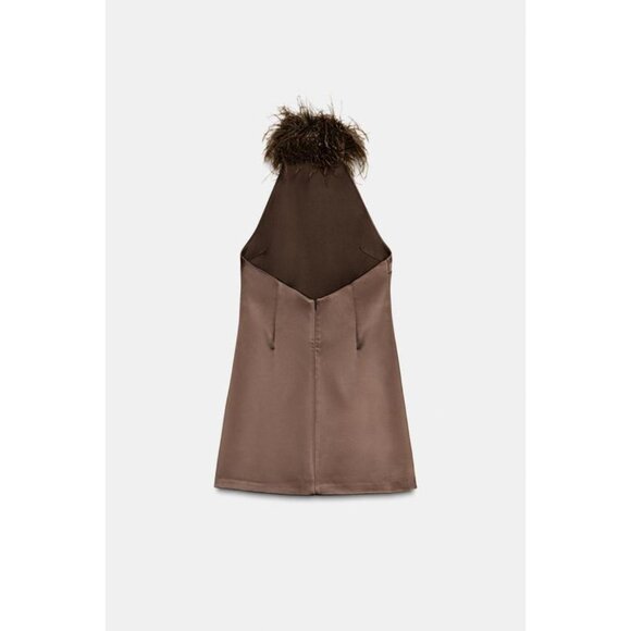ZARA FEATHER HALTER DRESS - Picture 7 of 8